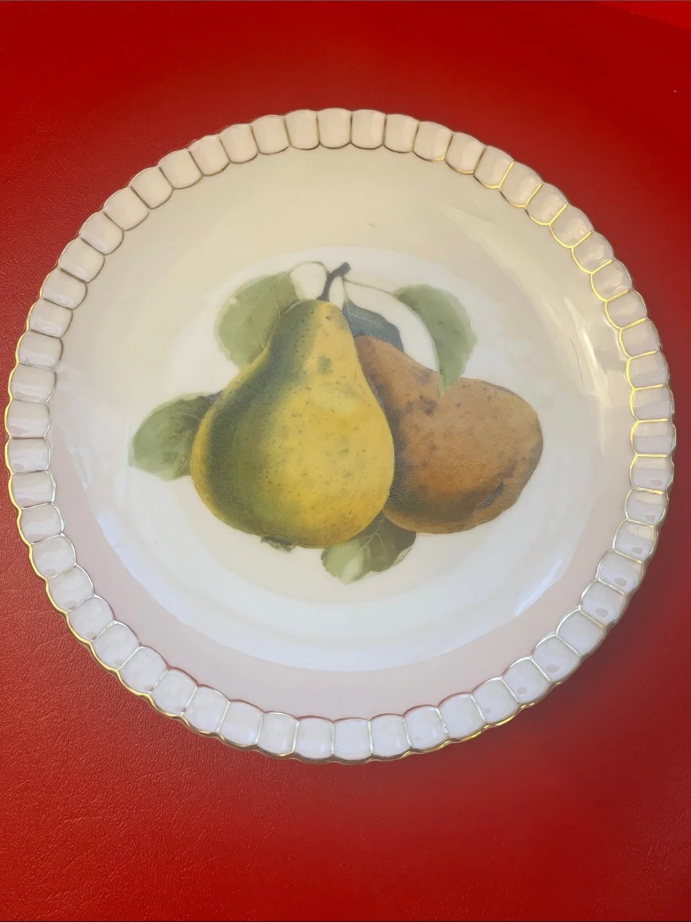 Vintage Beyer & Bock Prussia Hand Painted Fruit Pear motif plate Plate 7”3/4 D